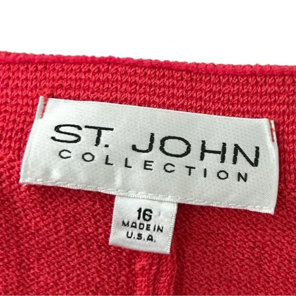 St John Santana Knit Capri Cropped Pants Pink Red Woman’s 16 - Picture 3 of 3